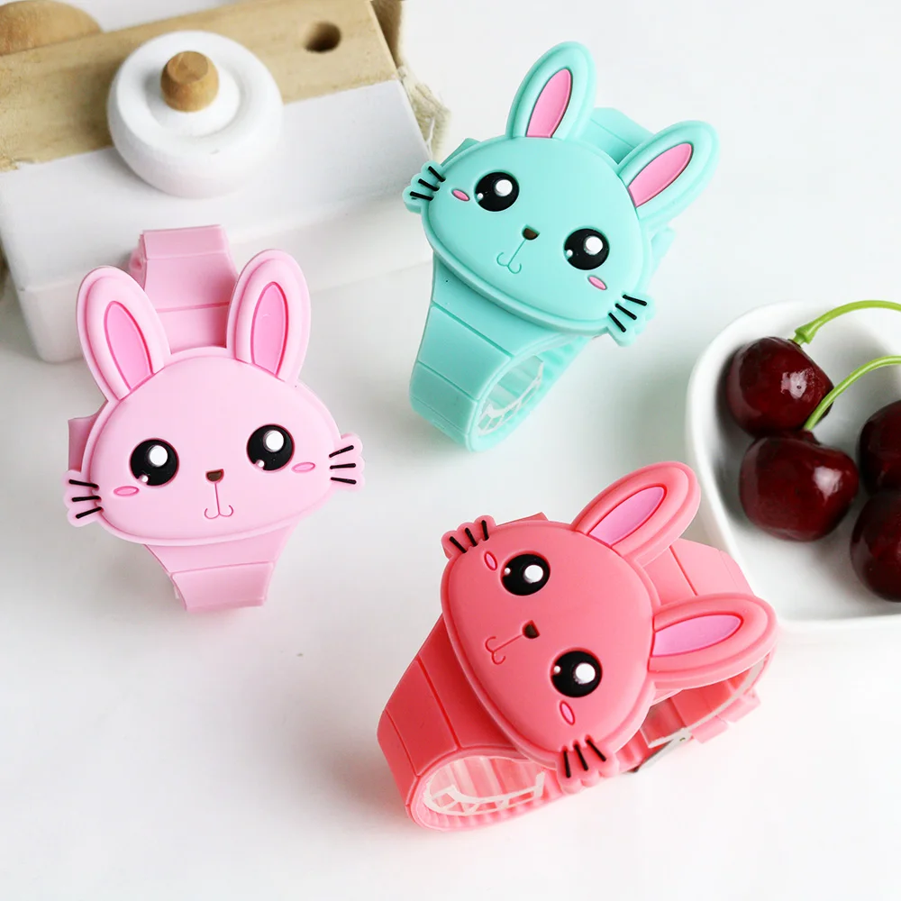 Children Watch Clock Wrist Girls Kids Rabbit Rubber Gifts Boys Electronic Cartoon LED