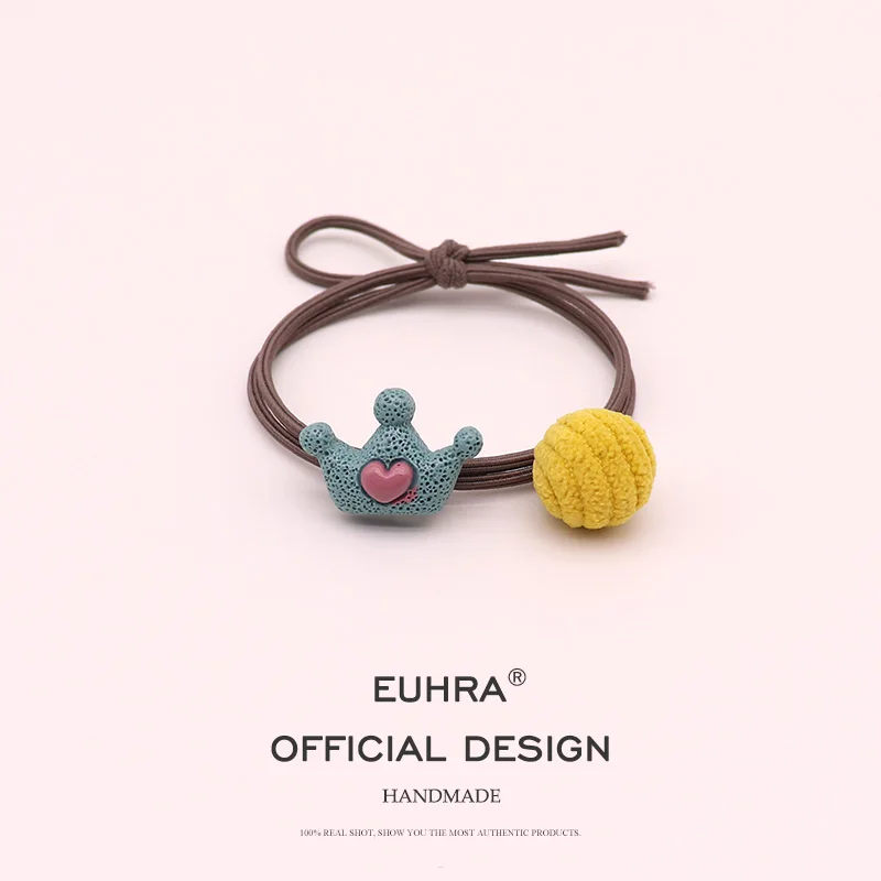 EUHRA, 5 цветов, Императорская корона, вельветовый шарик, эластичный браслет, резинки для волос для женщин и девочек, резинка для волос, Детские аксессуары для волос - Цвет: Color B