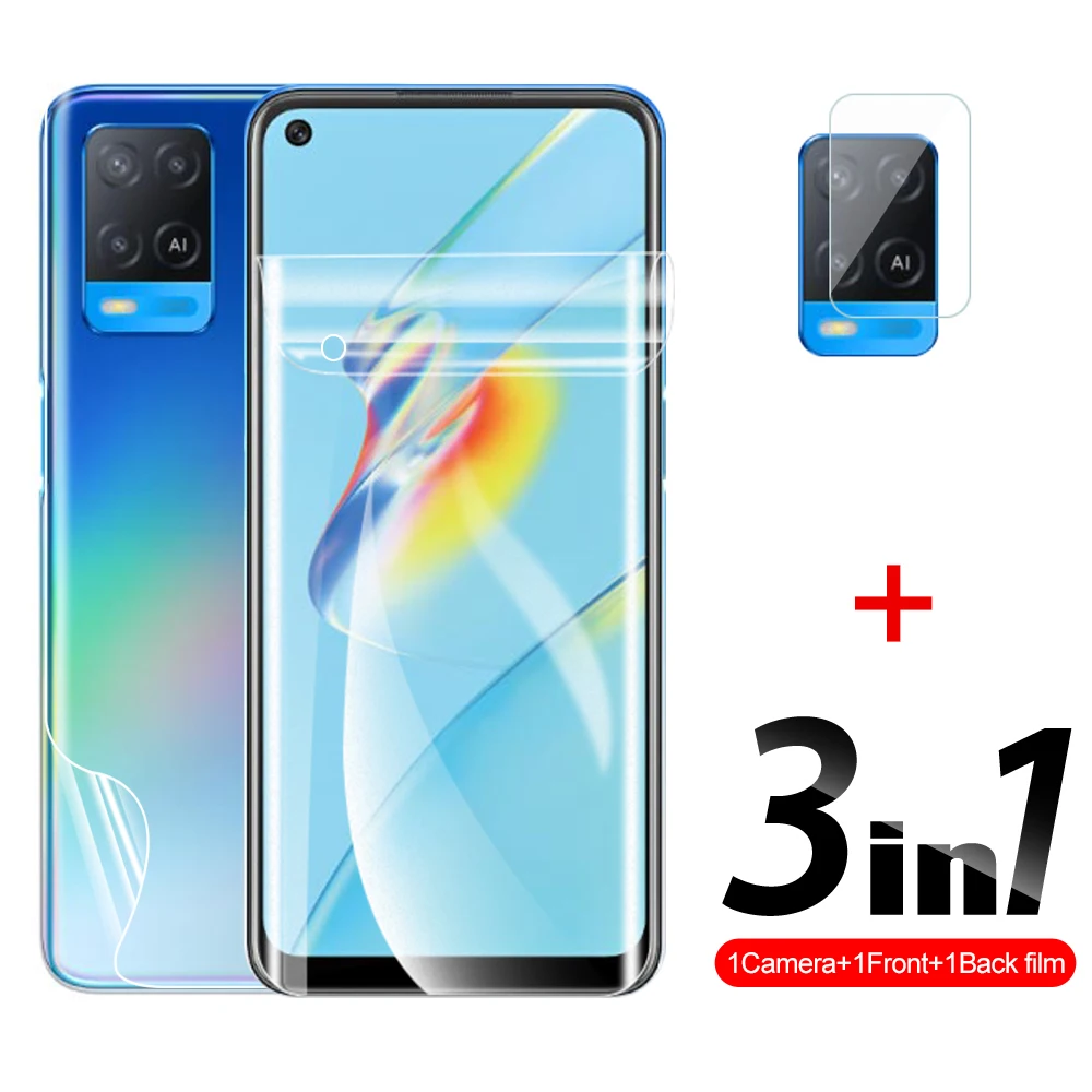 3IN1 Hydrogel Film Screen Protector Camera Back Cover For OPPO A54 4G
