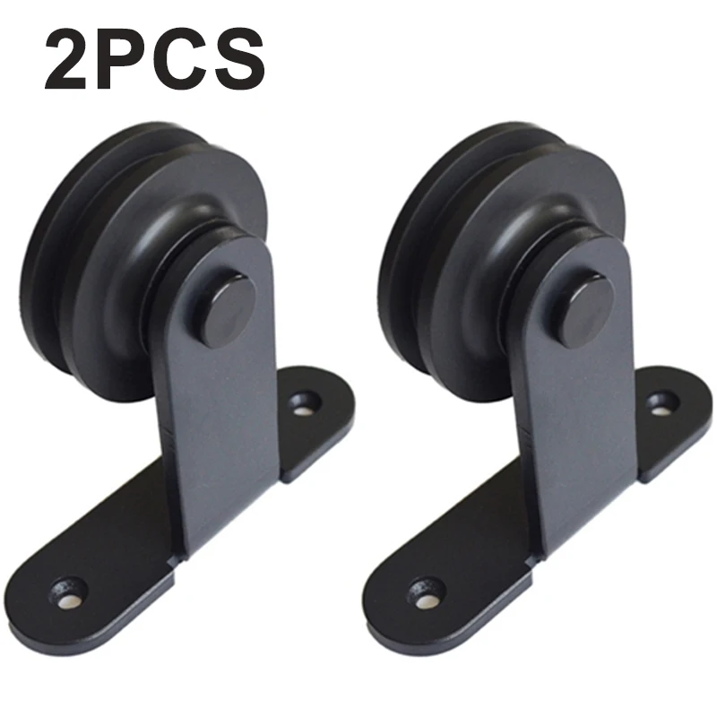 

High Quality 2pcs Set Black Roller Wheel Hanger For Sliding Barn Door Hardware Pulley Supplies