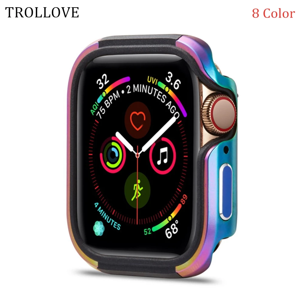 Silicone+aluminum Alloy Metal Case For Apple Watch 4 5 6 40mm 44mm