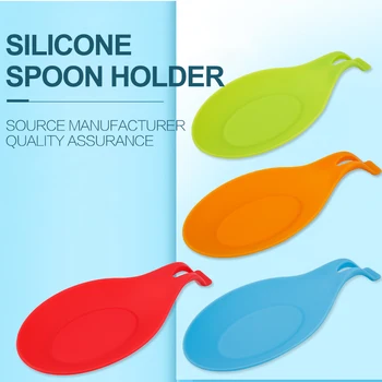 

Food Grade Silicone Spoon Holder Mat Heat Resistant Placemat Spoon Rests Stand Rack Gadget Kitchen Tools Pad Accessories