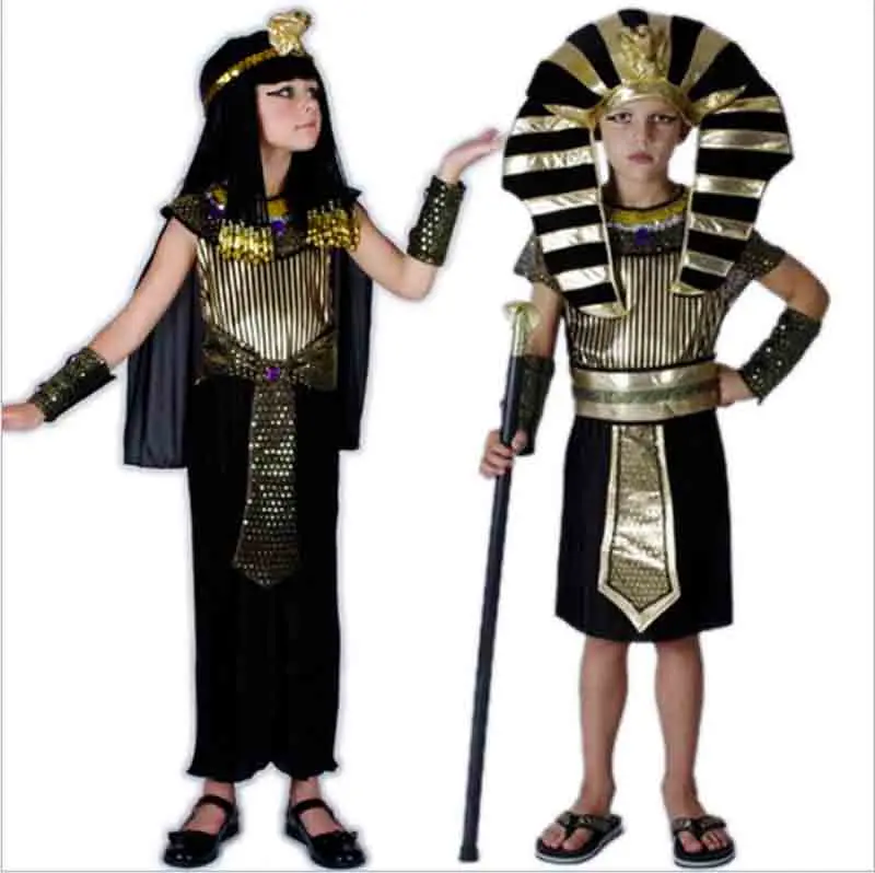 

Boys Girls Egyptian Fancy Dress Halloween Egyptian Pharaoh Cleopatra Cosplay Costume Ancient Costume For Kids Child 3-10T