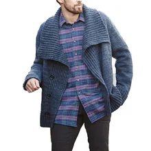 Vintage Fashion Men Sweater Autumn Knitted Top Winter Clothing Lapel Single-Breasted Oversized Cardigan Casual Pull Femme New