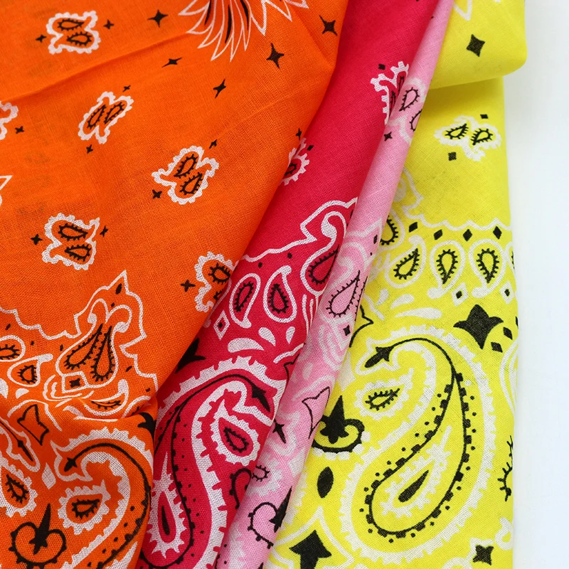 Cotton Bandana Bright Spring Summer Color Paisley Headscarves Cotton Bandana For Women Girl Heawear