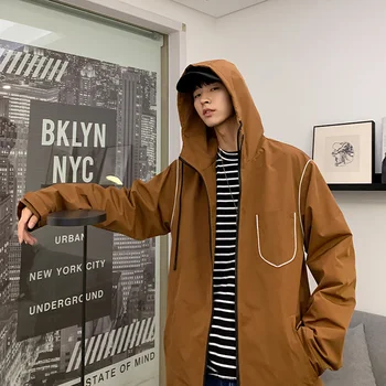 

Autumn New Jacket Men Fashion Solid Color Casual Hooded Jacket Man Streetwear Wild Hip Hop Loose Bomber Jacket Large Size M-5XL