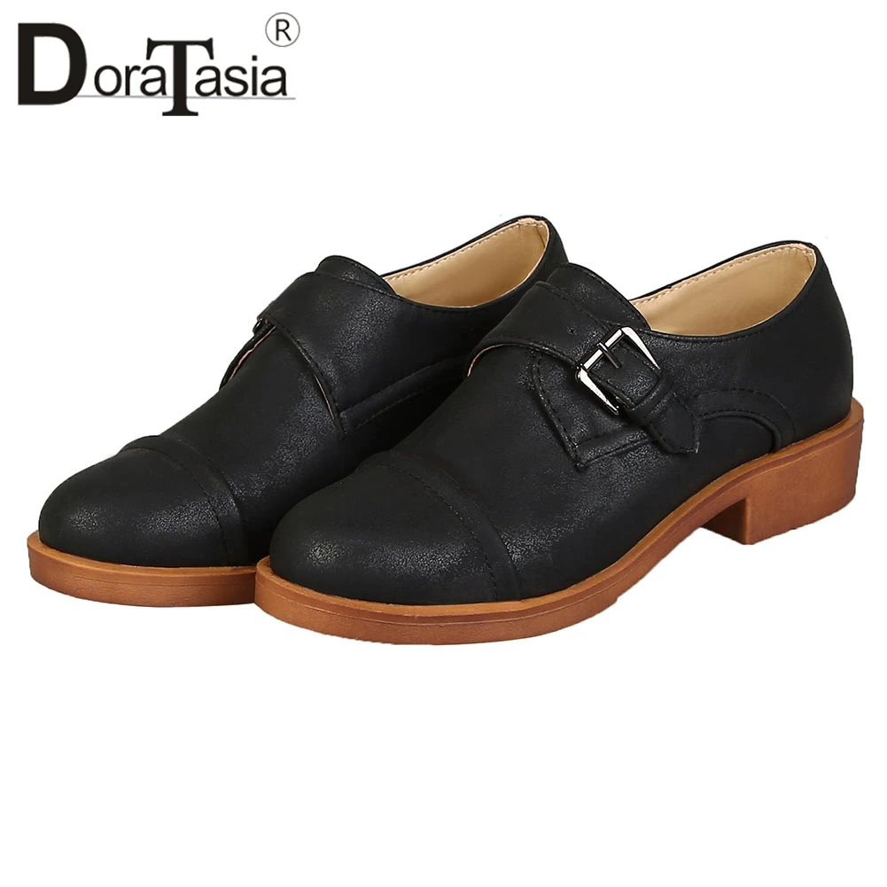 

DORATASIA Office Lady Spring Pumps Slip On Leisure Consise Pumps Women Metal Round Toe Sewing Low Heel Casual Shoes Woman