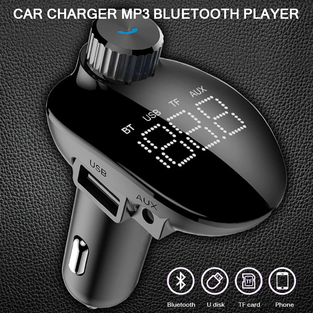 Беспроводной Bluetooth 5,0 AUX Автомобильный MP3-плеер двойной USB зарядное устройство Bluetooth Hands-free FM передатчик модулятор ЖК-экран