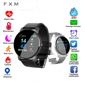 

FXM Q5 Heart Rate Blood Pressure Oxygen Smart Watch Men and Women IP67 Waterproof Sports Path Weather Forecast Men's SmartWatch