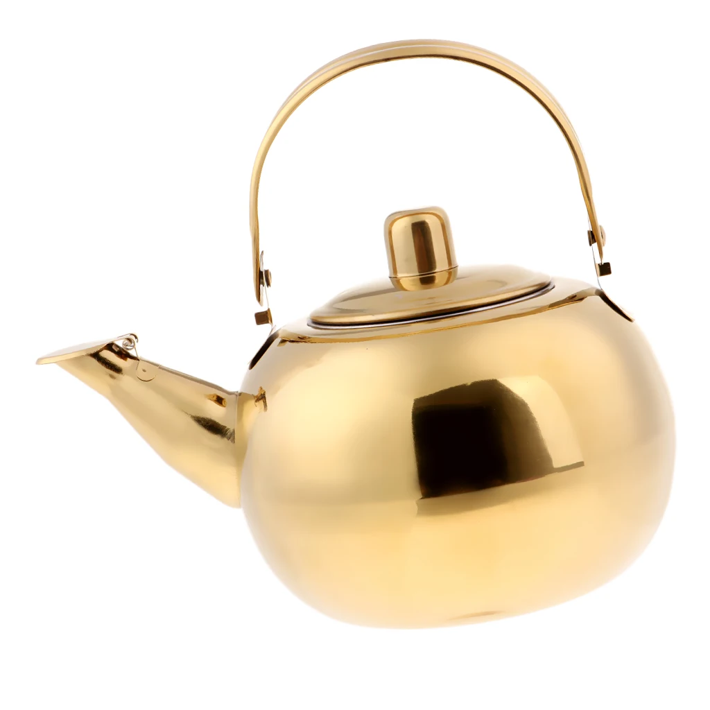 Gold 2.5L 1000 мл/1500 мл/2000 мл/2500 мл Прочный Открытый Кемпинг из нержавеющей стали чайник водопота посуда серебро/золото - Цвет: Gold 2.5L