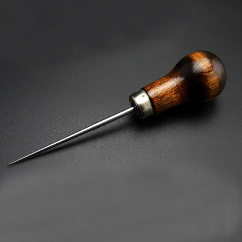 

MIUSIE 1Pcs Professional Leather Wood Handle Awl Tools For Leathercraft Stitching Punch Sewing Stitching Leather Craft Tools