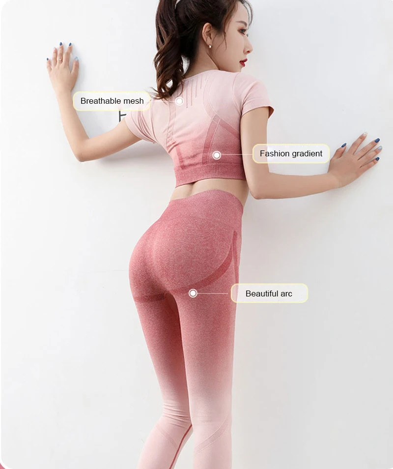 2021 New Fashion Ladies Vintage Yoga Wear Suit Sports Vest Bra + Elastic Leggings Gym Comfortable Sportswear 2 Pieces 2