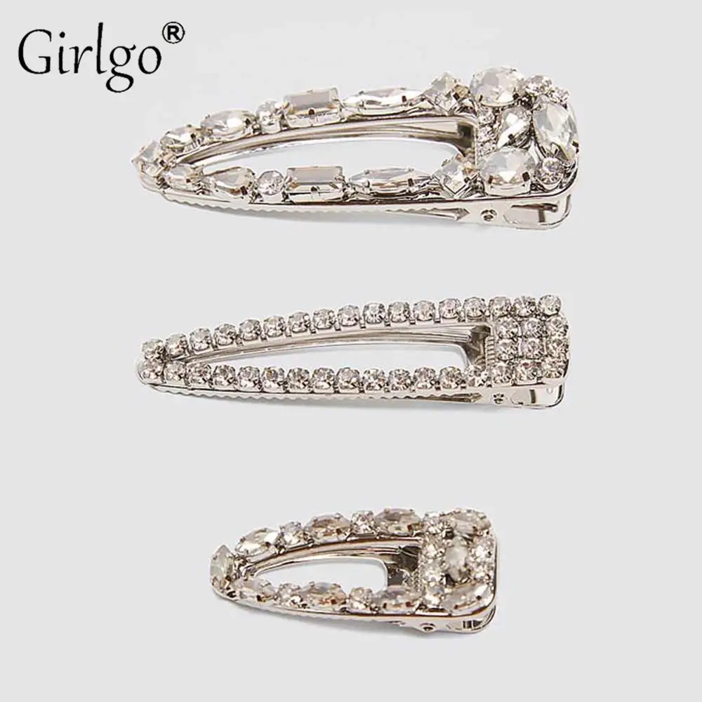 Girlgo ZA Элегантные Заколки с блестящими кристаллами для женщин модного серебристого цвета заколки для волос Аксессуары Ювелирные изделия Подарки для девушек