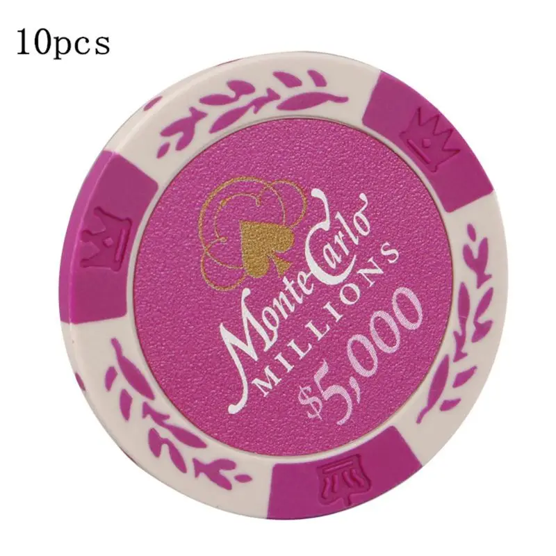 5000 10pcs Poker Chips Monte Carlo Casino Wheat Coins Baccarat Texas Hold'em Chip 14g suit for table games - Color: 5000