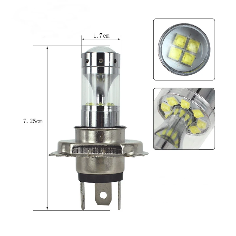 2 шт., автомобильный противотуманный светильник s H4 2525 12smd, фары высокой мощности, 360 градусов, 60 Вт, светодиодный, для автомобиля, bubls, мотоциклетный светильник, передний противотуманный светильник