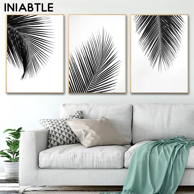

Black White Palm Tree Leaves Plant Canvas Posters Prints Minimalist Painting Nordic Wall Art Picture For Living Room Home Decor