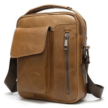 

Men Leather Messenger Bag Men's Shoulder Bag Genuine Leather Men's Small Casual Flap Male Crossbody Bags for Men