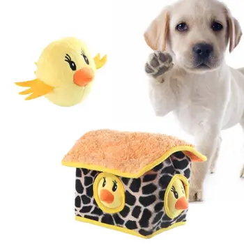 

Pet Toy Plush Chicken Shape Hide Seek Puzzle Interactive Dog Squeaky Chew Toys