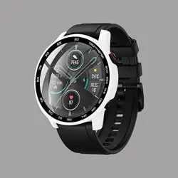 Premium Glass Screen Protector Case Shell Frame - Protective Bumper Cover for Smartwatch Accessories (White-Glass Case)