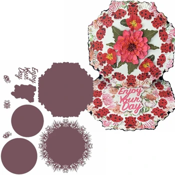 

Ladybirds Border Circle Frame Metal Cutting Die Frame&Phrase Die Cuts For DIY Scrapbook Card Making Decoration 2019 Crafts Cards