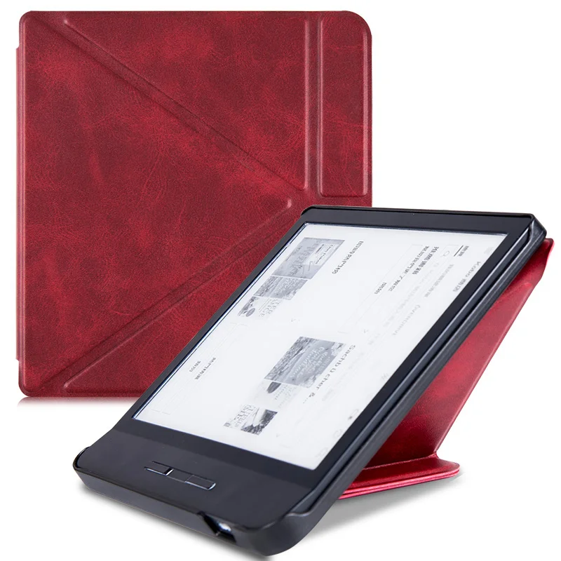 Чехол оригами для всех новых " Tolino Vision 5 eReaders, Премиум чехол из искусственной кожи с многоугольной подставкой с функцией автоматического сна/пробуждения - Цвет: Red wine