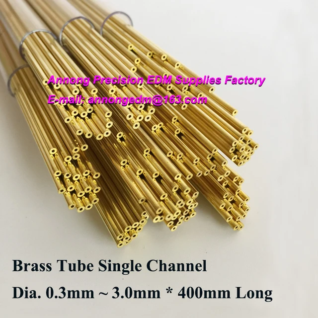 2.8x400mm (100pcs) Brass Tube Single Channel for small hole drilling edm  machine. EDM Electrode Tube Brass for drilling hole