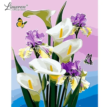 

PBN DIY Framed Painting By Numbers Calla Lily Flowers On Canvas Wall Art Pictures Home Decor For Living Room Hand Unique Gifts