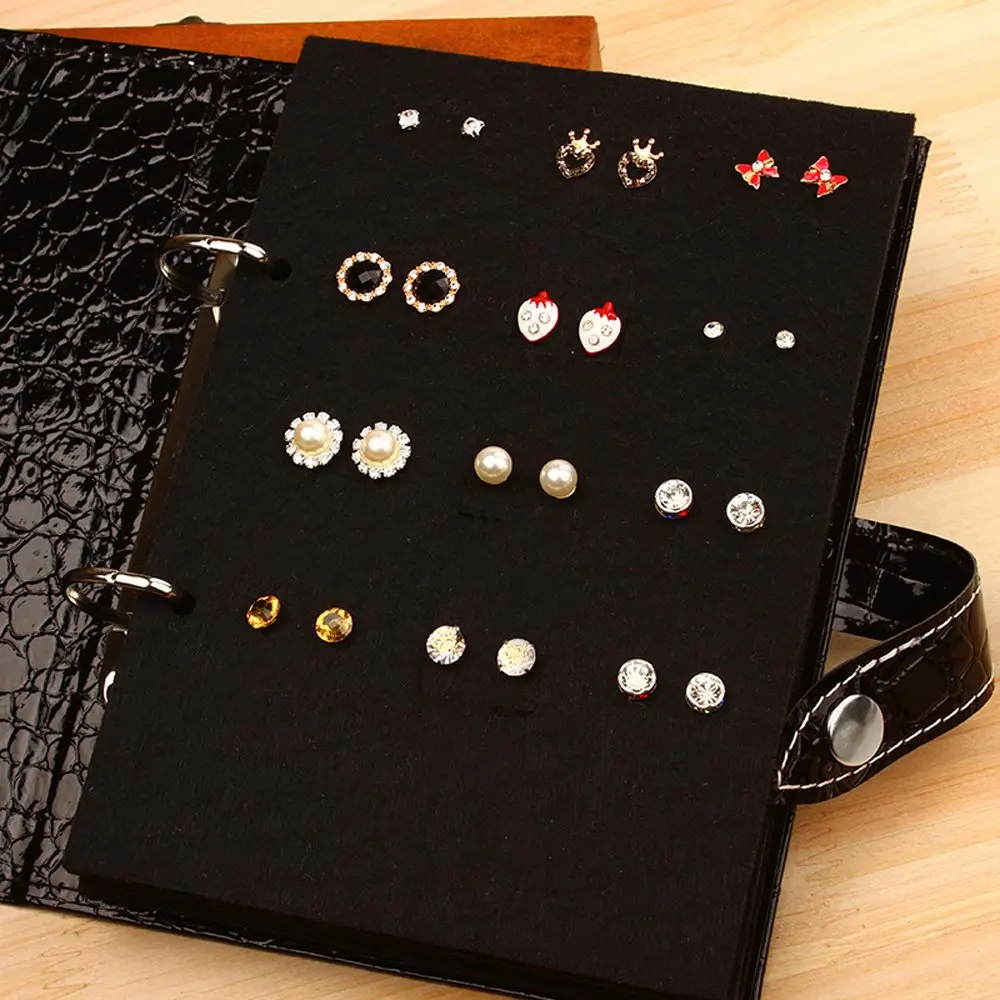 UnionPlus Croco Faux Leather 4-Page Earrings Jewelry Organizer Book(Large)