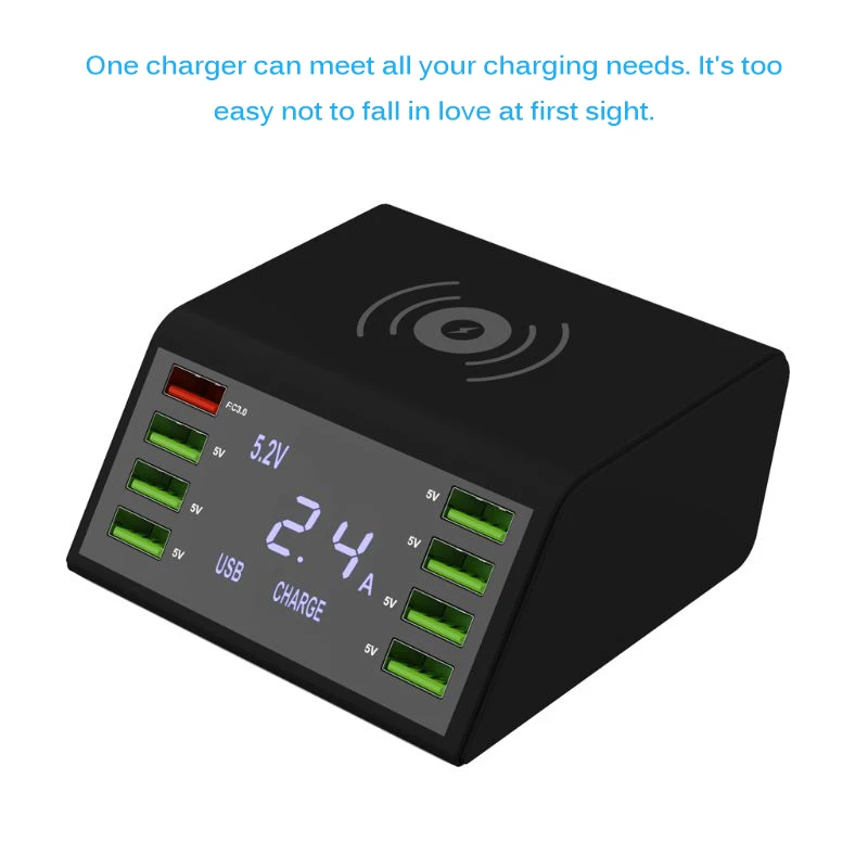 Умная usb-концентратор зарядная станция QI Беспроводная зарядка быстрое зарядное устройство для IPhone XS MAX SAMSUNG S10 Plus S9 Note 9