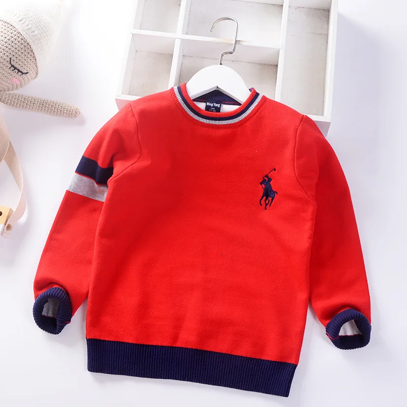 

Europe And America Popular New Style Childrenswear Pullover Sweater 2019 Children Double Layer Crew Neck Sweater BOY'S Fine Swea