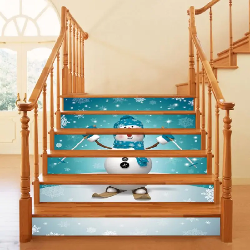 

6pcs/set 3D Christmas Series Staircase Stair Riser Floor Sticker Self Adhesive DIY Stairway Waterproof PVC Wall Decal