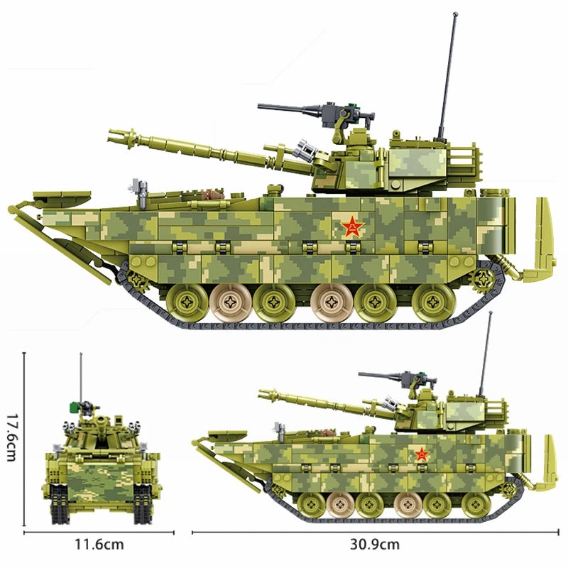 1285 шт., блокировка, военный пистолет, ZBD-05, амфибия, Боевая машина, танк, модель, строительные блоки, подарок на день рождения, замок - Цвет: No Box-632007