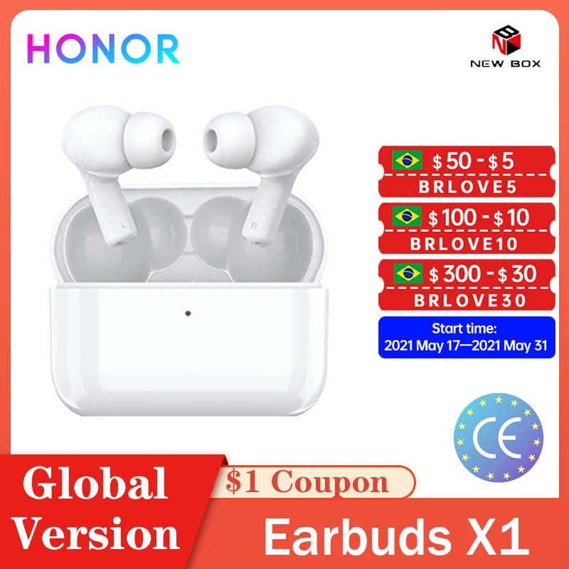 Honor наушники X1 Беспроводной Bluetooth SportEarphones наушники-вкладыши TWS с двойной микрофон