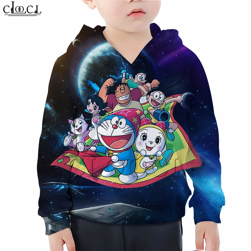 Hoodies 21 Детская одежда для маленьких девочек; толстовка с капюшоном и 3D-принтом дораэмона; Повседневный свитшот для дочки; спортивная одежда для маленьких мальчиков; топы - Цвет: Hoodies 21