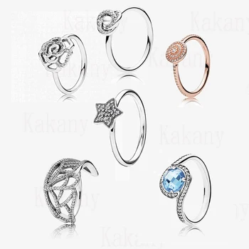 

2019 New 1:1 S925 Sterling Silver Radiating Embellishment With Sky Blue Crystal And Transparent Cz Ring Ladies Jewelry Gift