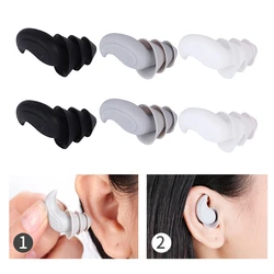 1Pair 3 Layer Soft Silicone Ear Plugs Tapered Sleep Noise Reduction Earplugs for Kid Swimming Studying Airplanes