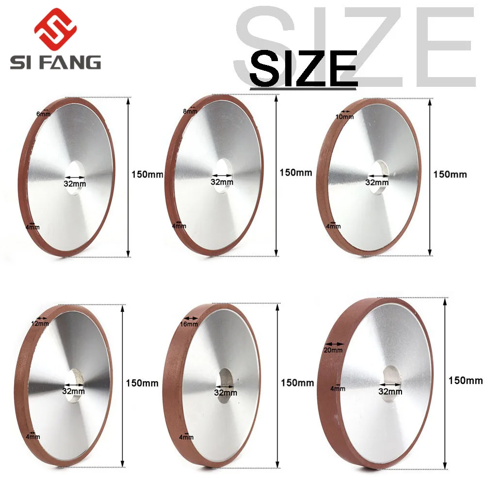 150mm Parallel Diamond Grinding Wheel Grinding Disc for Tungsten Steel Milling Cutter Tool Grit 150-400 Thickness 6-25mm