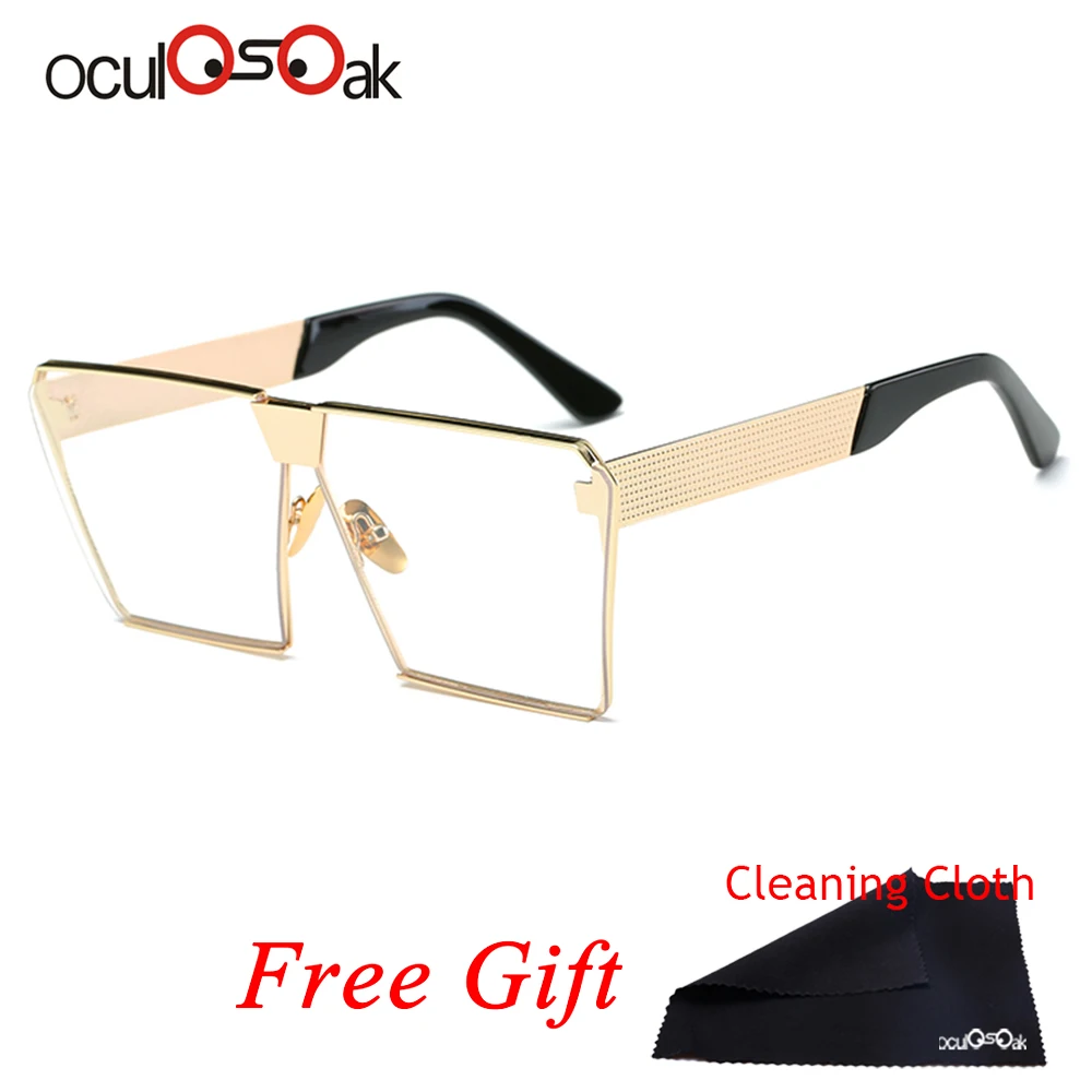 12Gold Transparent Горячие негабаритные Квадратные Солнцезащитные очки без оправы для женщин и мужчин зеркальный плоский Топ большие очки Брендовые дизайнерские солнцезащитные очки для женщин - Цвет линз: 12Gold Transparent