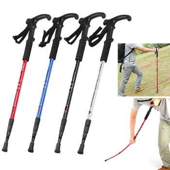 

Anti Shock Walking Stick Telescopic Trekking Hiking Poles Ultralight Adjustable Walking Canes With Rubber Tip Protectors Outdoor