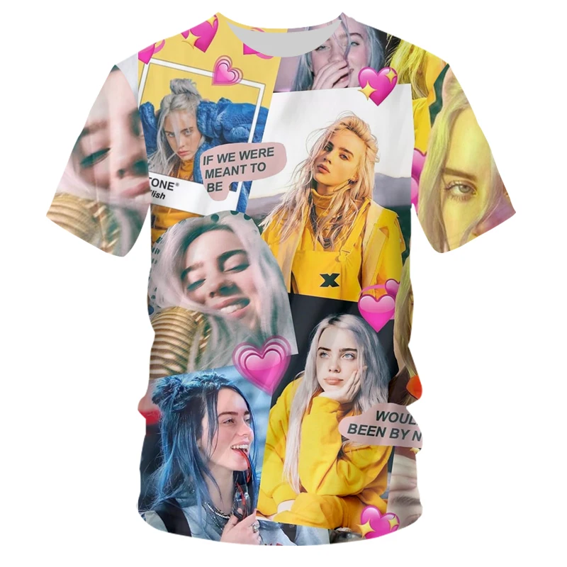 UJWI Billie Eilish хип-хоп 3d футболки с принтом летняя футболка с коротким рукавом для мужчин/женщин 3D футболки футболка толстовки Одежда - Цвет: TS09924