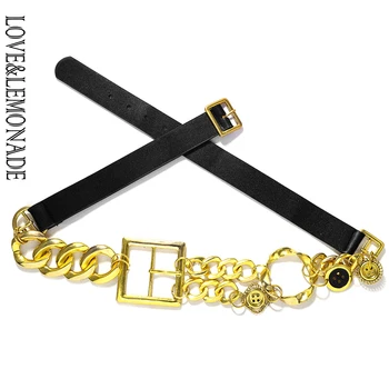

LOVE&LEMONADE Popular Geometric Metal Black Leather Belt ACC0025