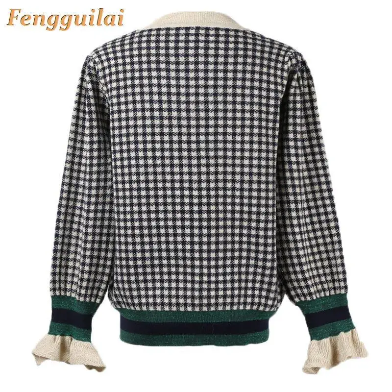 FGL Autumn Winter Women Shoulder Sweaters Knitting Pullover Long Sleeve Blouse Casual Female Blue Plaid Sweater Woman Sweater FGL Autumn Winter Women Shoulder Sweaters Knitting Pullover Long Sleeve Blouse Casual Female Blue Plaid Sweater Woman Sweater