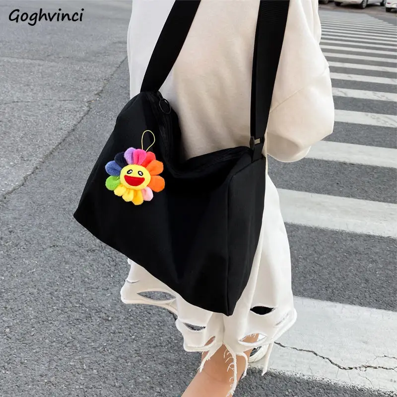 Shopping Bags Large Capacity Solid Black Recycle Concise Fashion Chic Harajuku Ins Student Shoulder Bag Convenient Portable | Багаж и