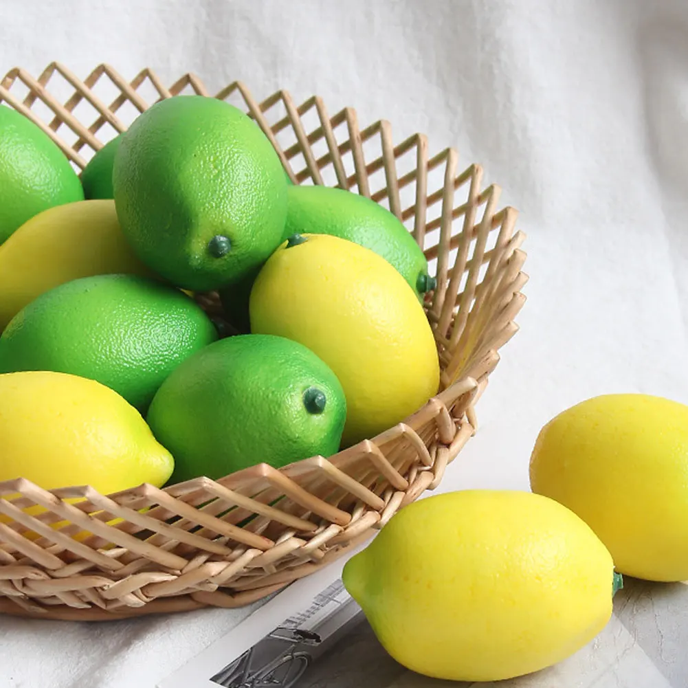 1pc Artificial Foam Green Lemon Lifelike Simulation Lemon Fruit Model Kitchen Decoration Desk Ornament
