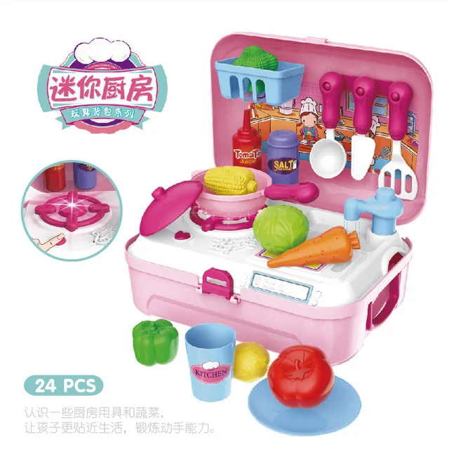 Mini kitchen Детские ролевые игры кухня косметический доктор игрушка набор портативный рюкзак дети раннее образование ролевые игры Классические игрушки подарки на Рождество - Цвет: Mini kitchen
