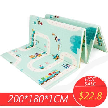 

200x180x1cm Baby Climbing Play Mat Cartoon Reversible Portable Foldable Pad Xpe Puzzle Mat Floor Room Crawling Puzzle Mat
