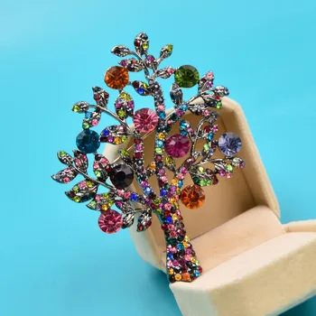 

CINDY XIANG Multi-color Rhinestone Large Tree Brooches For Women Big Fashion Brooch Pin Autumn Jewelry 2 Colors
