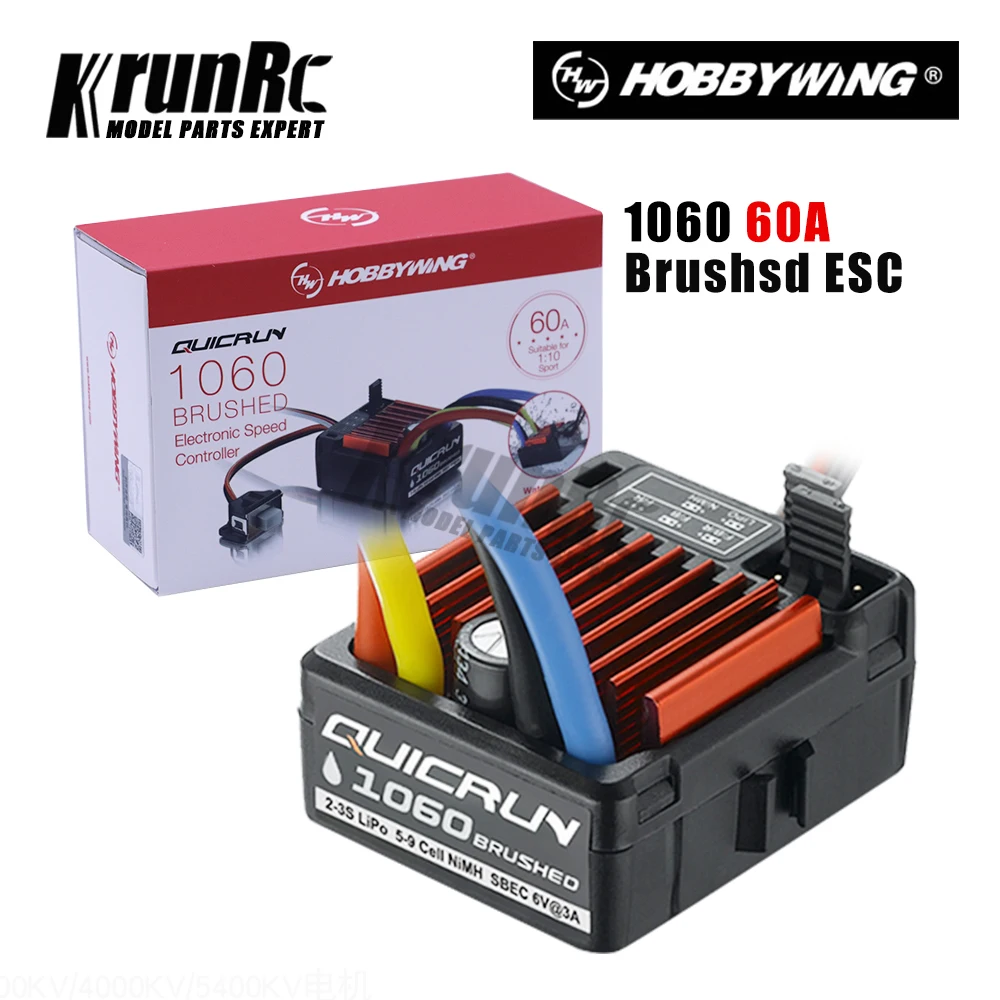 

1pcs Original HobbyWing QuicRun 1060 60A Brushed Electronic Speed Controller ESC For 1:10 RC Car Waterproof