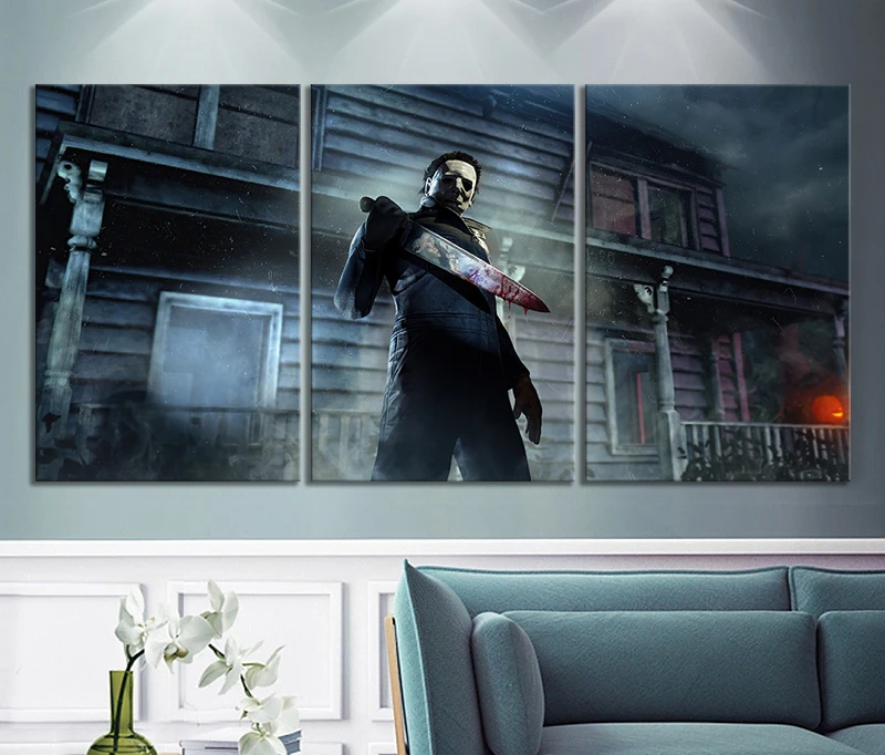 3 Piece Decorative Painting Poster New Fashion Office Mural Michael Myers Halloween Dead By Daylight Game Wholesale | Дом и сад