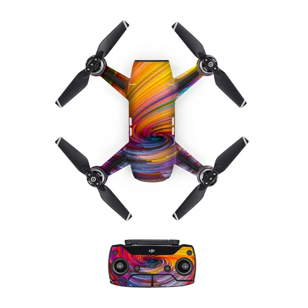 Colour Style Decal PVC Skin Sticker For DJI Spark Drone Remote Controllers 3 Batteries Protection Film Cover